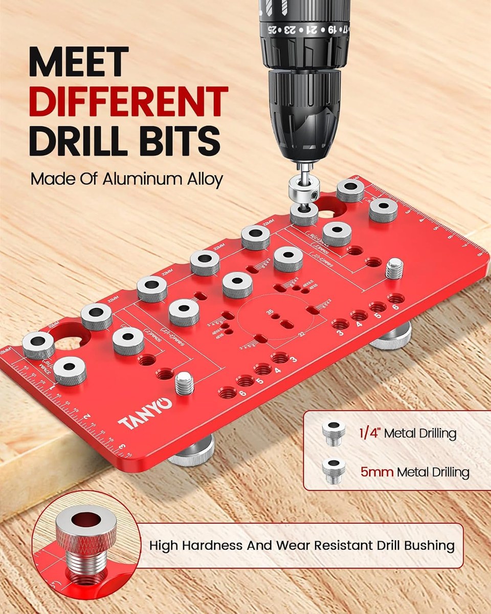 TANYO Shelf Pin Jig and Hinge Jig, 2-in-1