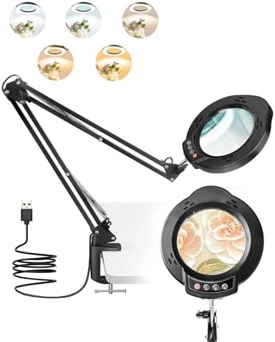 TANYO 10X Magnifying Glass with Light, Clamp-On, 5 colour modes, 84 LEDs