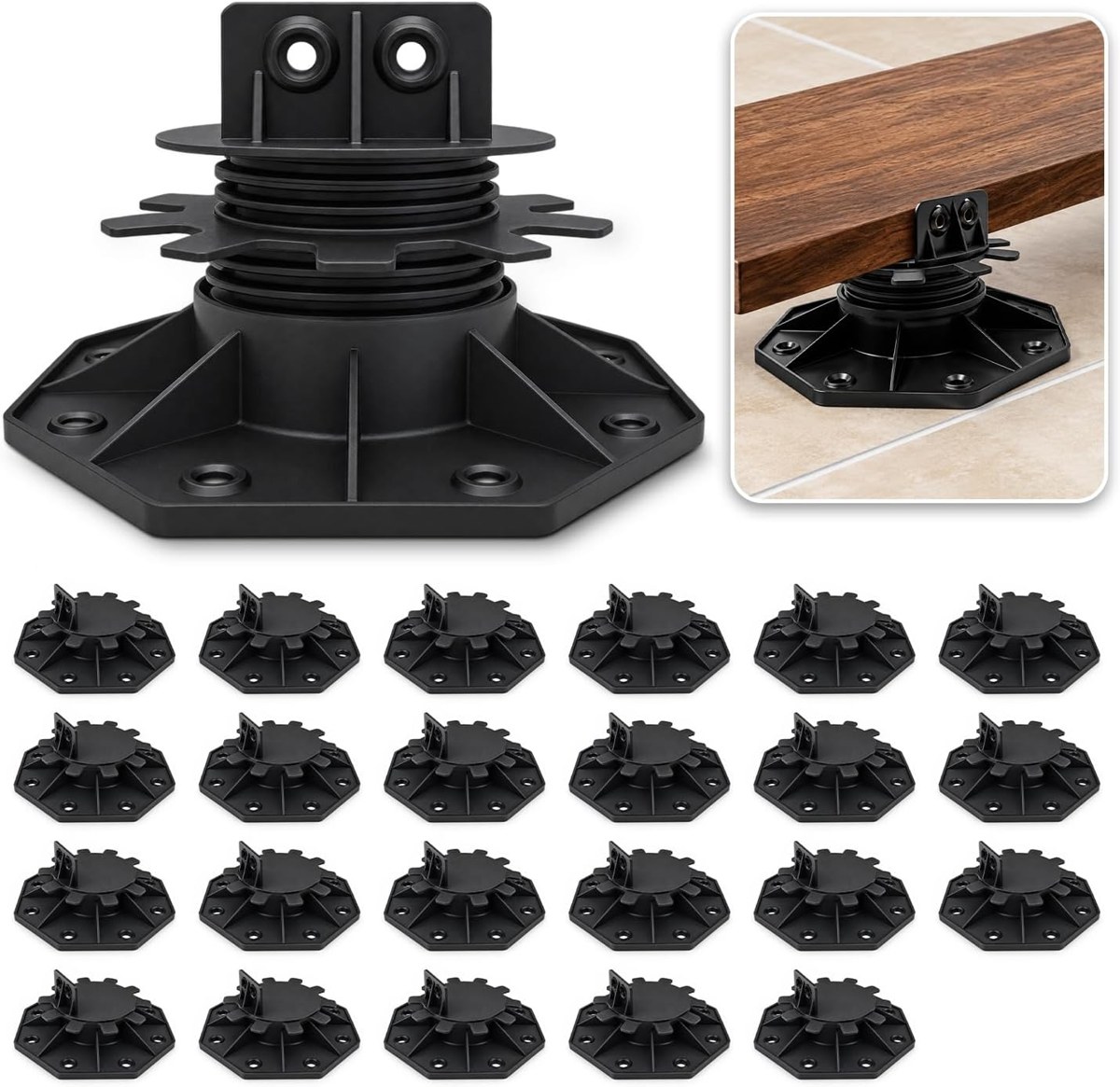 TANYO Adjustable Deck Support Pedestals, 24-Pack