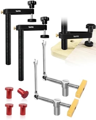 TANYO Bench Dog Clamps, 3/4", 4 pcs, black & silver