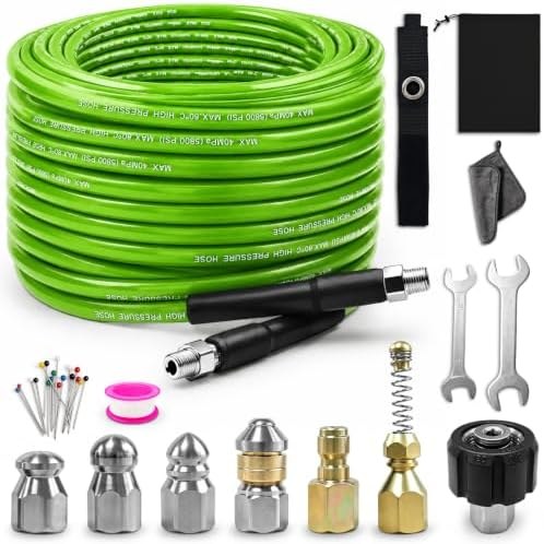 TANYO Sewer Jetter Kit for Pressure Washers, 100 ft, Green