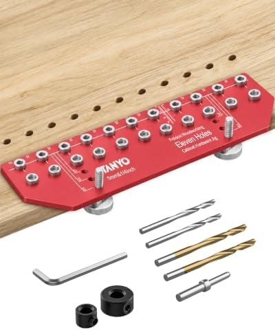 TANYO Shelf Pin Jig and Hinge Jig, 2-in-1, 11-hole