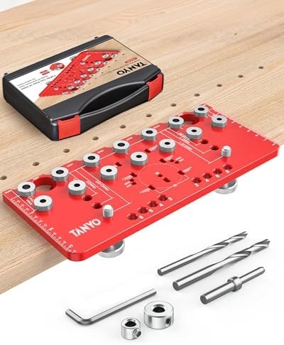 TANYO Shelf Pin Jig and Hinge Jig, 2-in-1, 7-hole + hinge
